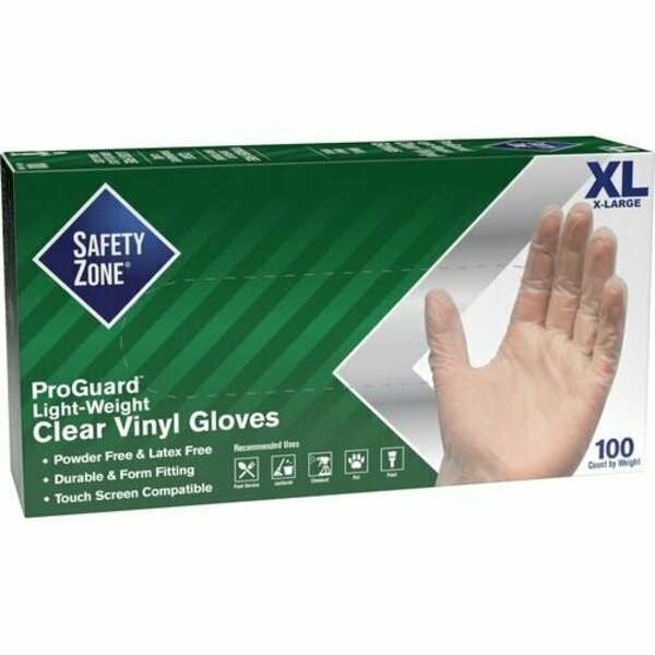 The Safety Zone Vinyl Disposable Gloves, Vinyl, Powder-Free, XL, 100 PK, Blue SZNGVP9XLHH